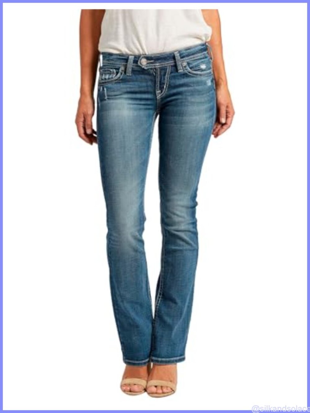 Womens Tuesday Low Rise Slim Bootcut Jeans Stretch Cotton Blend
